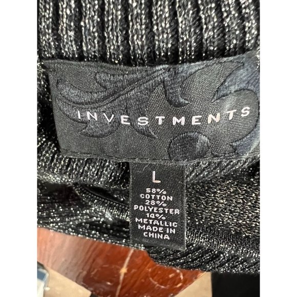 Investments Jeweled Neck Sweater  Large Black  Vintage Cotton Poly Blend - Picture 9 of 16